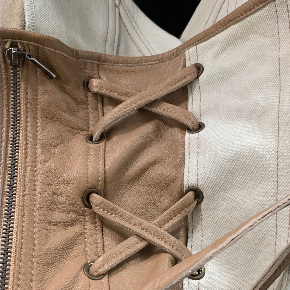 DENIM LEATHER CROP TOP‼️ - Picture 7 of 8